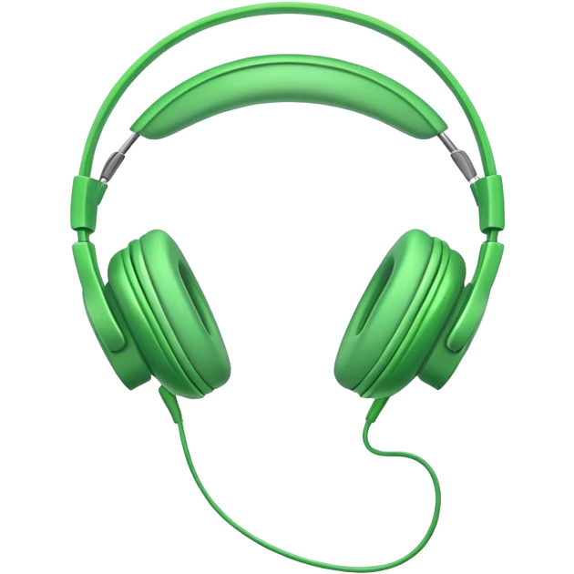 simple green headphones with one cord running down off the bottom edge emoji