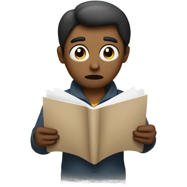 person with doubts reading a paper in their hands emoji