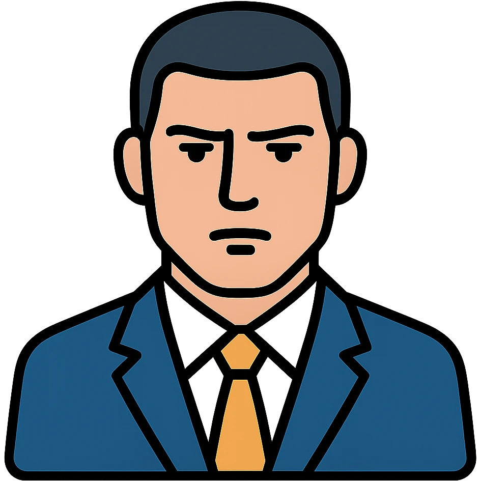 Simple portrait of serious man with short hair in a suit emoji