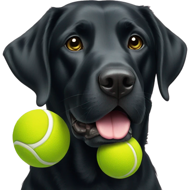 black labrador with tennis ball in mouth emoji