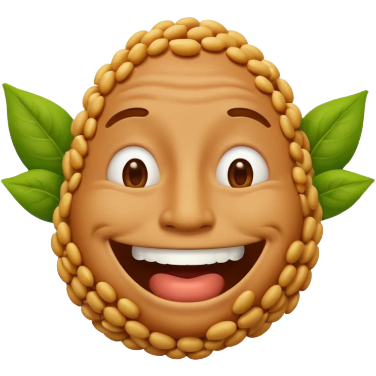 soybean man emoji, covering mouth and laughing emoji
