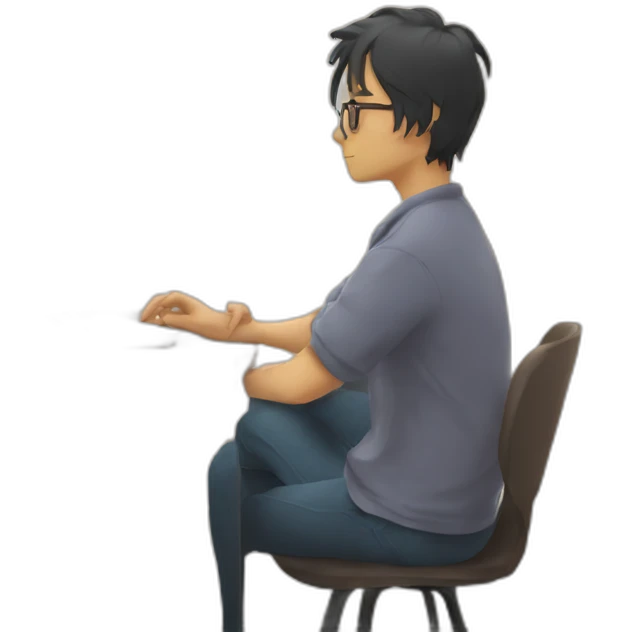 Introvert designer watching anime emoji