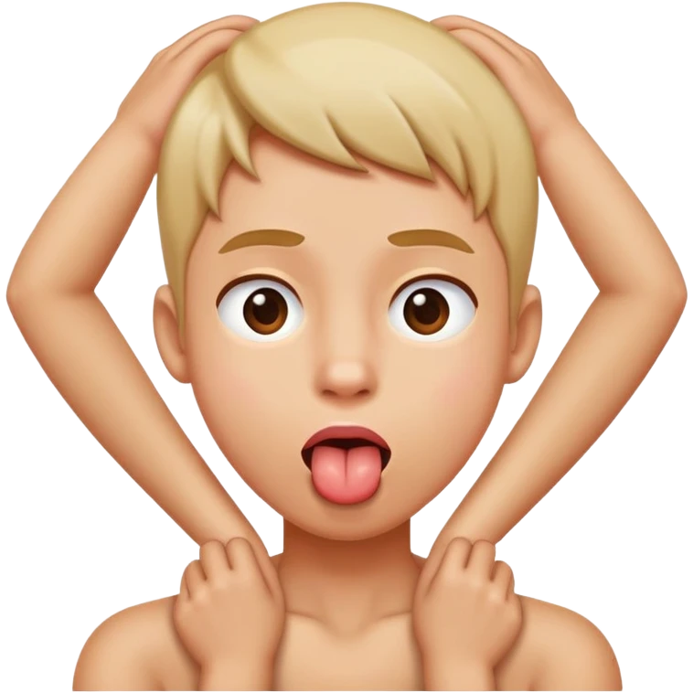 person crossing their arms and grabbing their neck while sticking their tongue out emoji