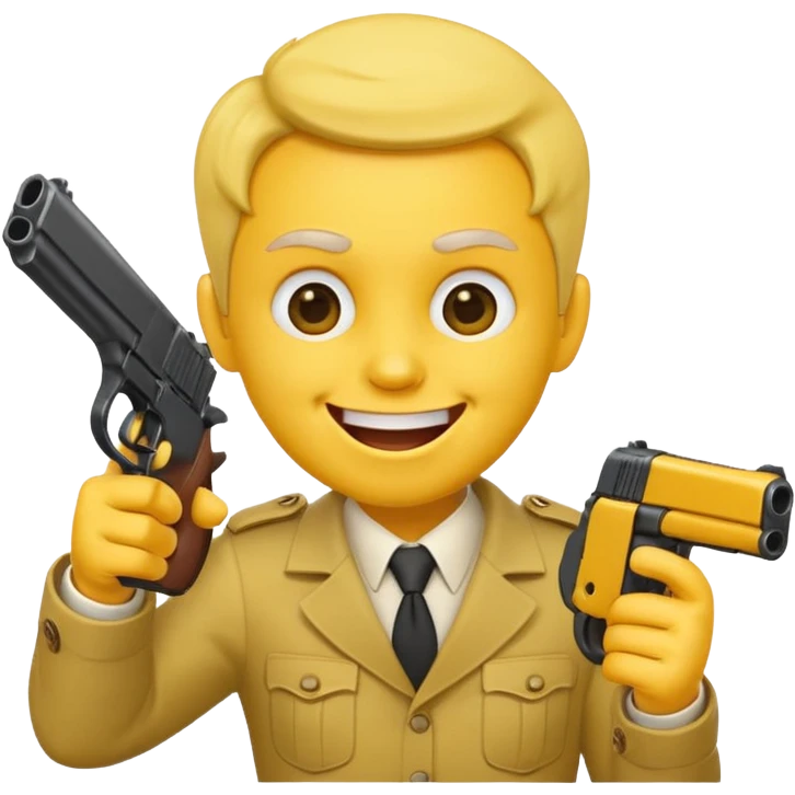 Yellow laughing face pointing gun at side of the head emoji
