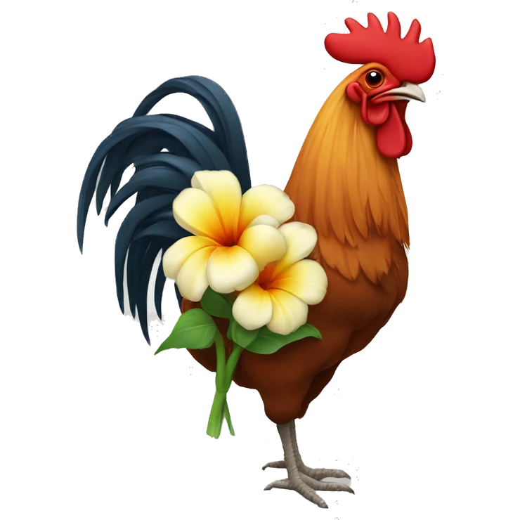 Rooster with a flower emoji