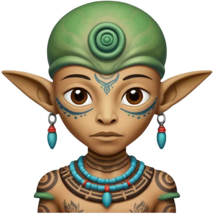 alien mayan ancient with tatooed emoji