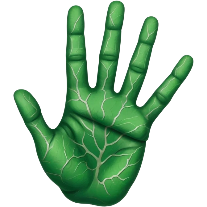 rock n roll hand sign in green color emoji