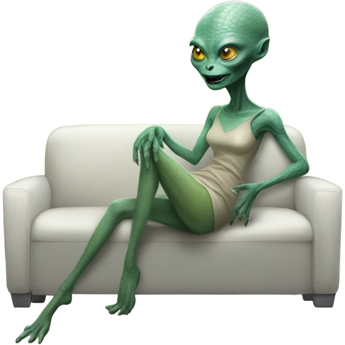 alien reptilian woman sitting on a couch  emoji
