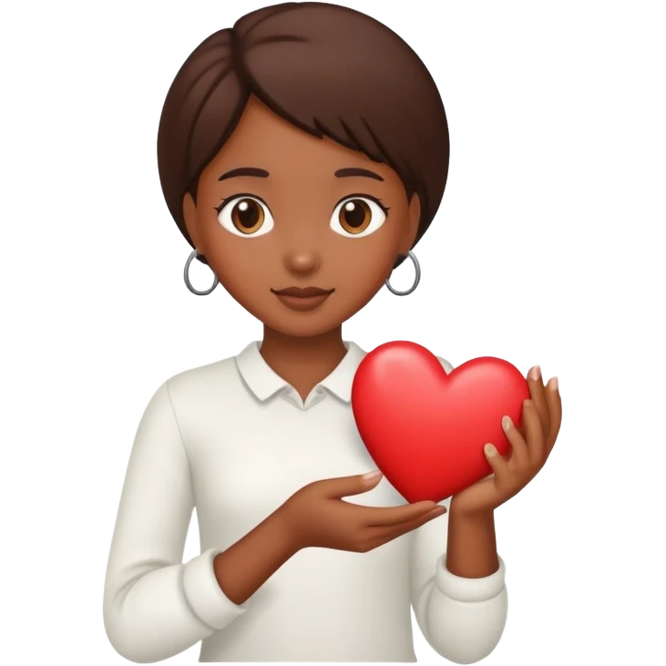 A brown skin girl with a heart in her hand emoji