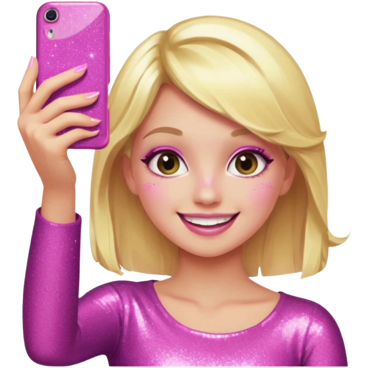 glitter pink girl naughty selfie emoji