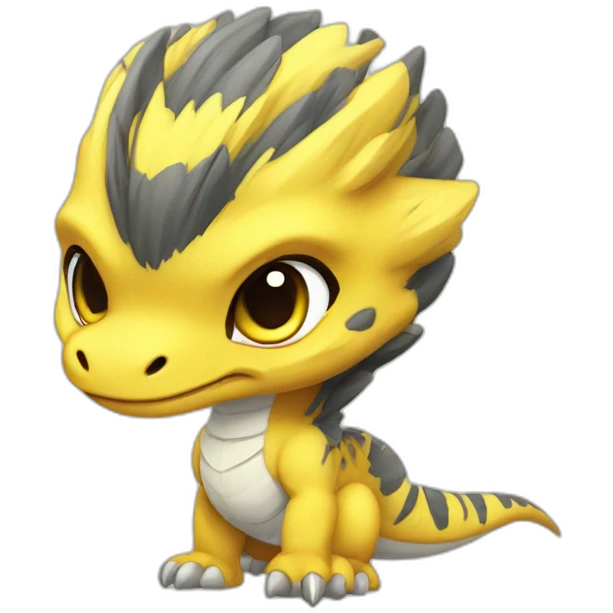 cute yellow velociraptor anime chibi emoji