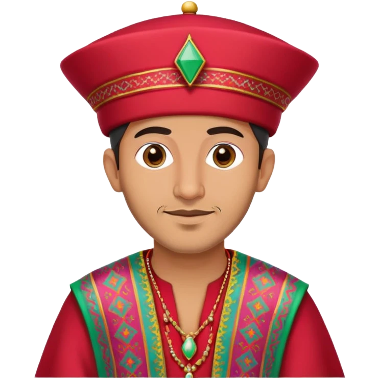 A Moroccan man wearing traditional clothing, fez hat, colorful caftan emoji