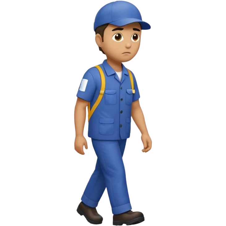 emoji of delivery man is going somewhere to the right , he is sad, he is dressed in work uniform emoji