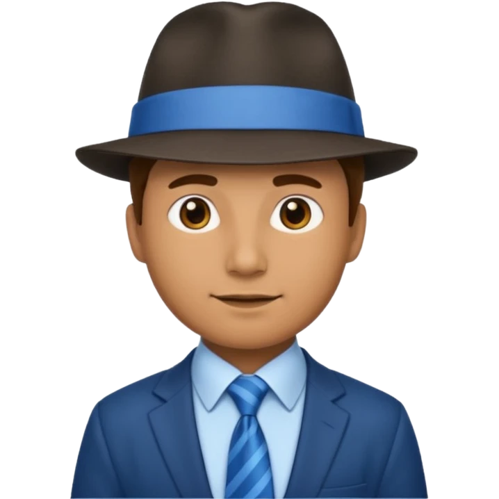 man with hat and blue ties emoji
