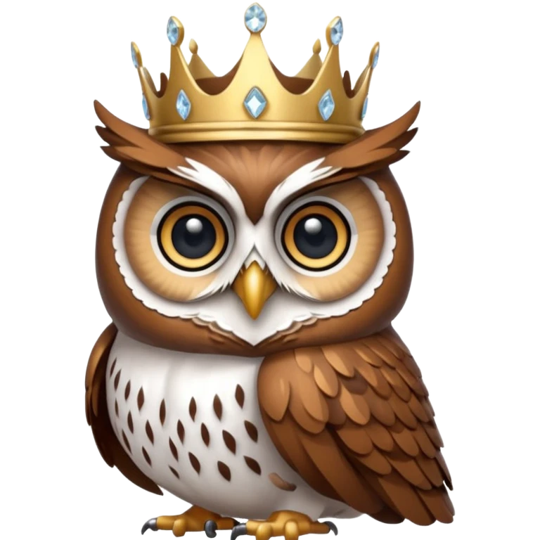 Owl Duke – wise owl with crystal crown perched gracefully. emoji