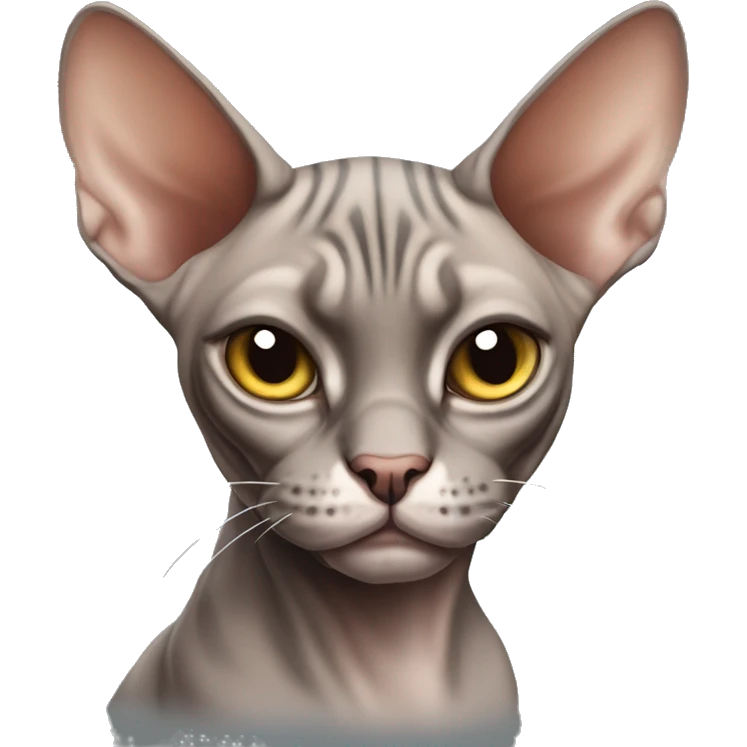 sphynx cat brown grey tabby angry face  emoji