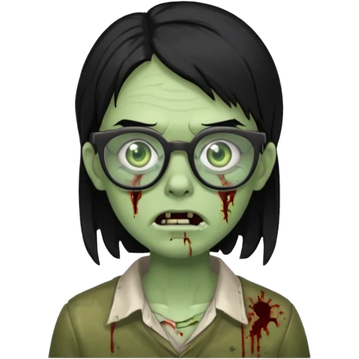 Um zombie com óculos e cabelo preto emoji