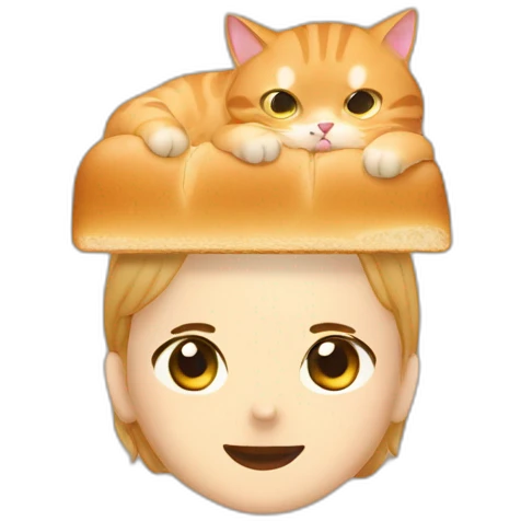 cat easting bread on someones head emoji
