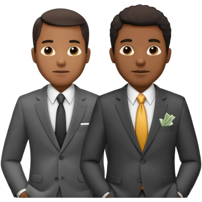 deux cheffe d'entreprise noir, un en train de compter sa montagne de billet et le deuxième derrière lui  poche vide pas d'argent  emoji