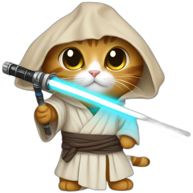 Cat jedi with a light saber emoji