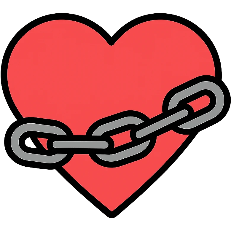A heart with a chain wrapped around it or attached to it emoji