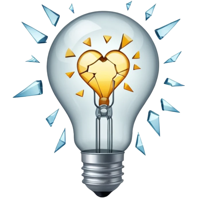a broken light bulb is like a broken heart emoji