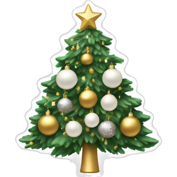 Christmas tree with white and gold ornaments  emoji