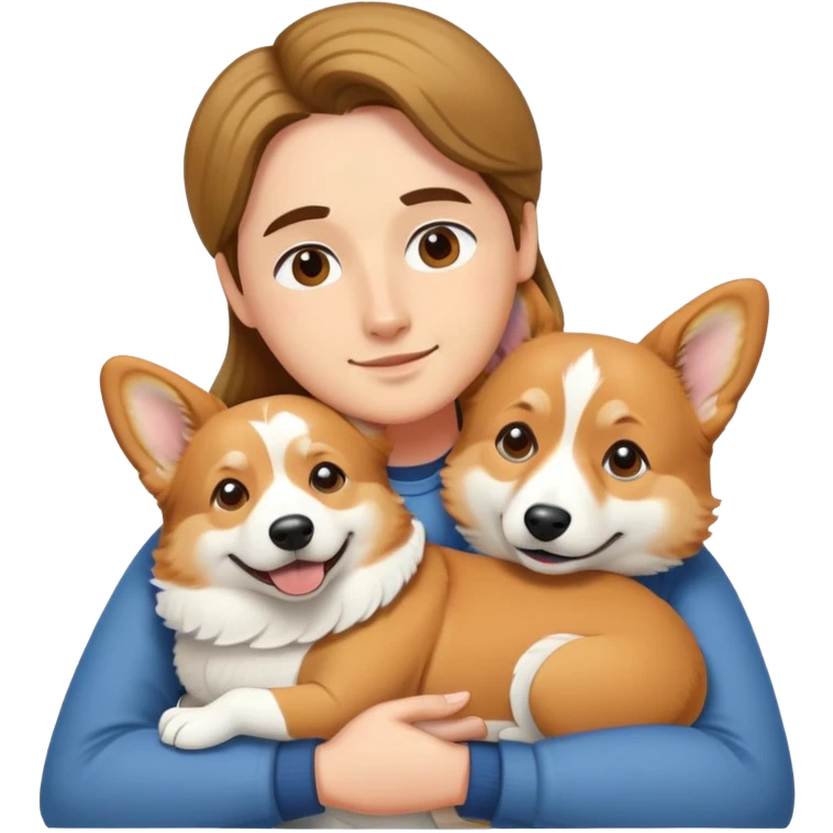中分長髮抱著柯基 emoji