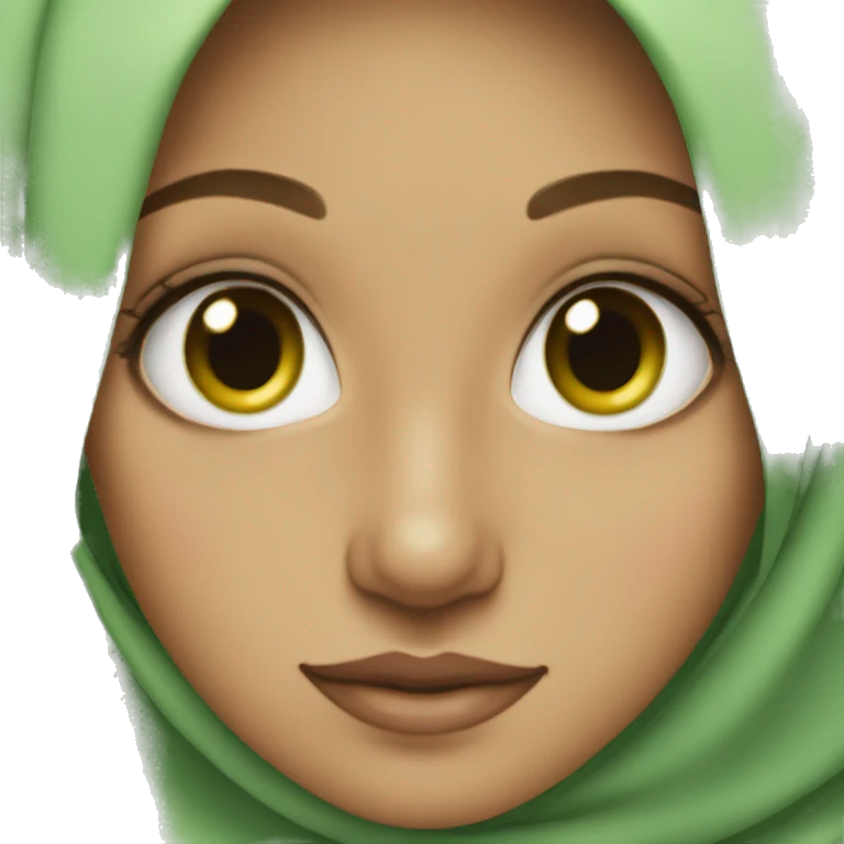 A hijabi girl with green eyes and freckles  emoji