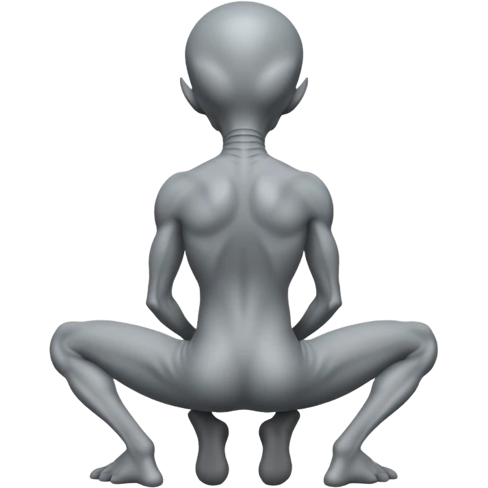 fullbody gray alien kneeling BACKVIEW emoji