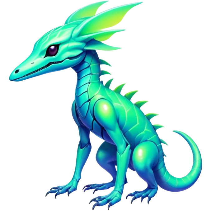 Tropical futuristic lush cool edgy neon Fionbri-Vernid-Elgyem-creature (full body) emoji