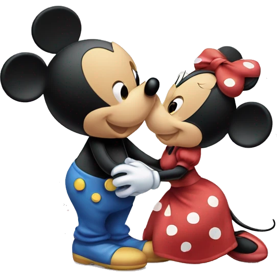 Mickey mouse and minnie mouse kissing emoji
