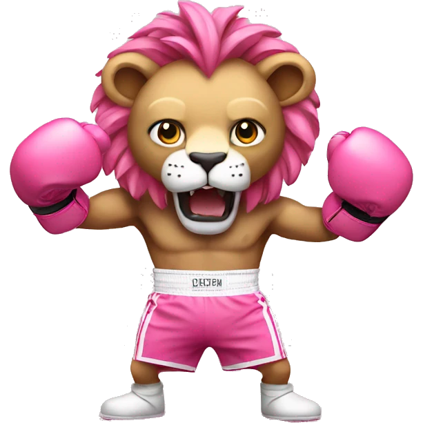 pink lion boxing emoji