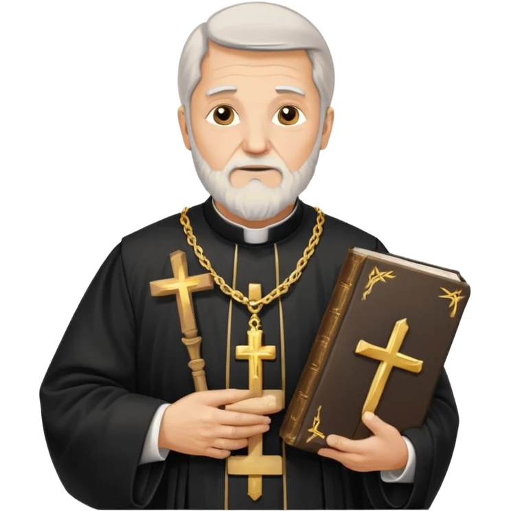 Older Orthodox Christian priest crossing himself (making the sign of the cross) with the movement of the Cross outlined in gold streaks emoji