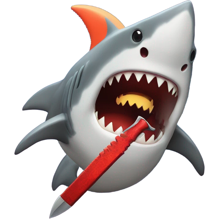A shark with a sword in an inferno emoji