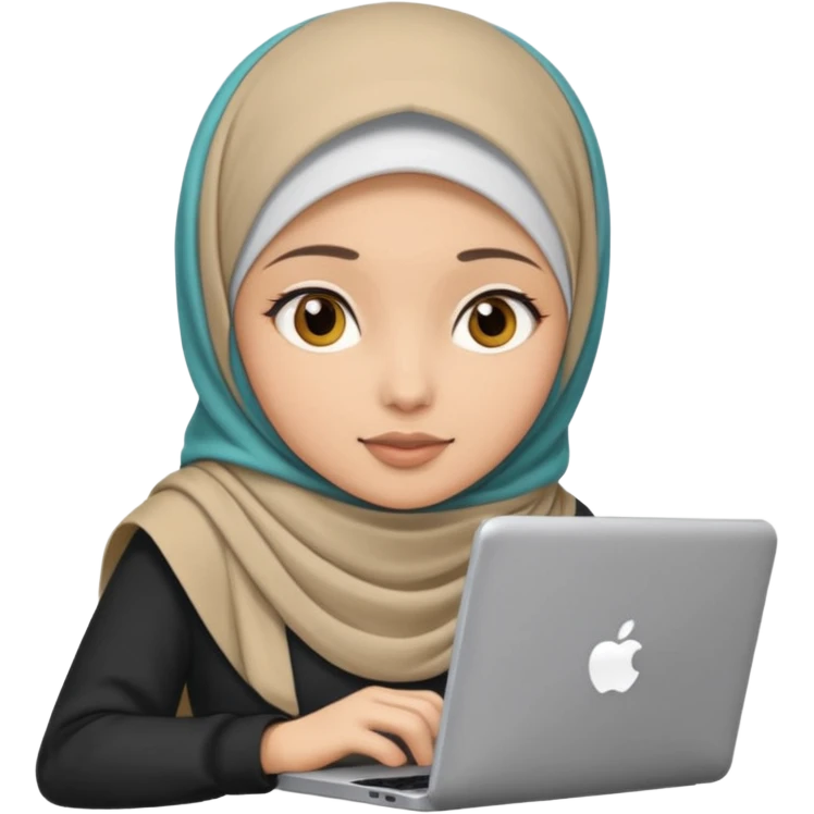 hijabi girl with computer emoji