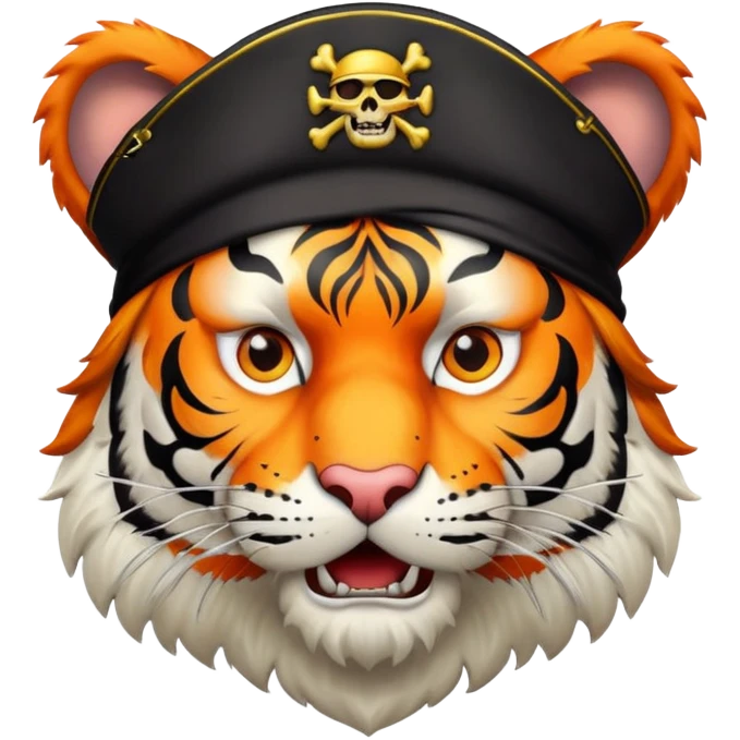 Tiger pirate captain with hat and eye patch emoji