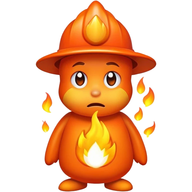cute, sad, fire character  emoji