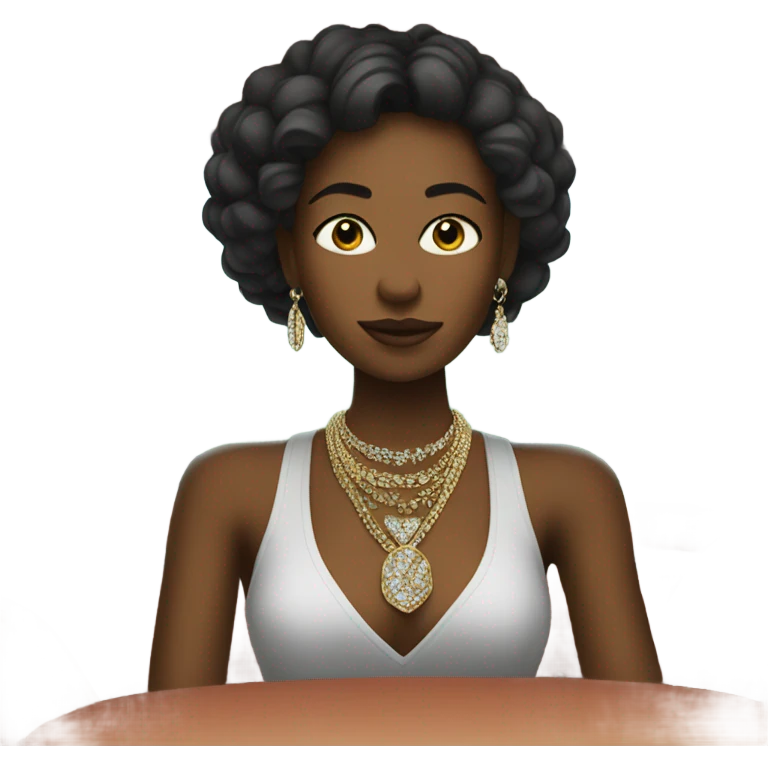 Girl in car with jewelry emoji