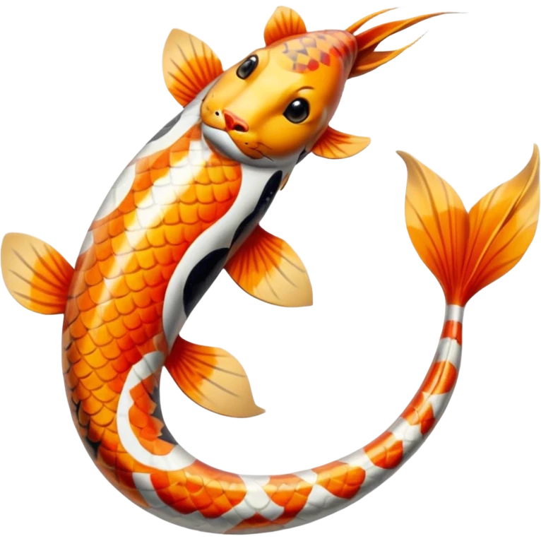 Exotic Tropical Floral Swirl-Patterned Tribal Pretty Asian ornate painted Japanese aesthetic beautiful shiny pretty glossy smooth Koi-Fish-Sergal-fox-reature with tiger stripes on it emoji