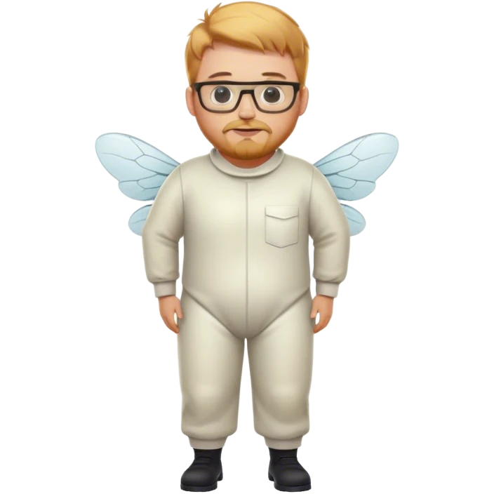full body medium plus size male bee keeper with  short light strawberry blonde hair and goatee wearing glasses  emoji