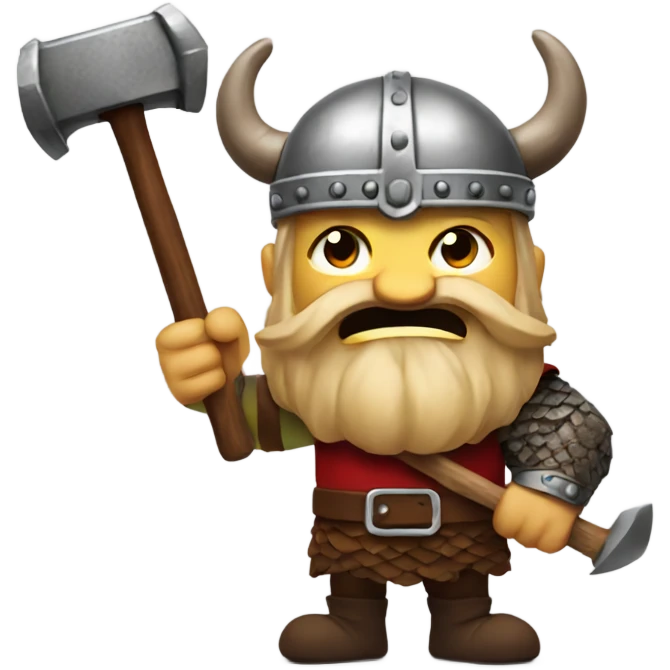 Angry Viking With red ban hammer  emoji