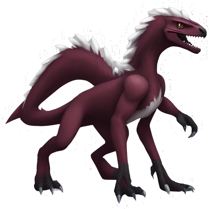 Maroon Edgy Badass Sergal-raptor-vernid full-body emoji