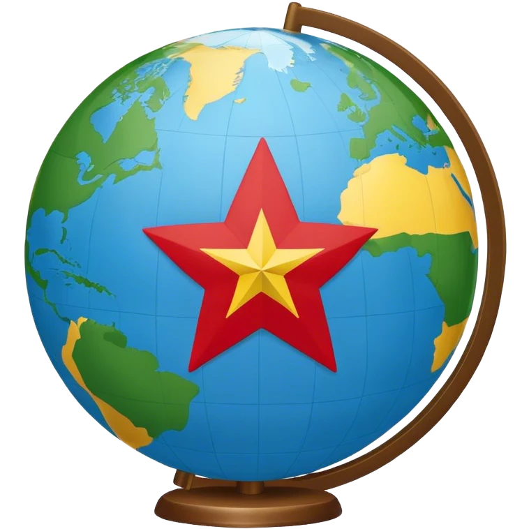 Globe with a pin shaped like a star (Vietnam flag reference) emoji