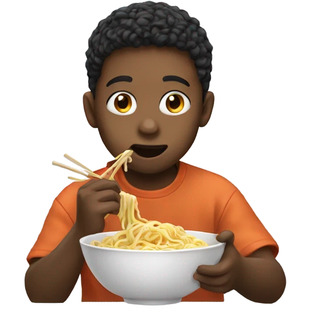 Kid eating noodles  emoji