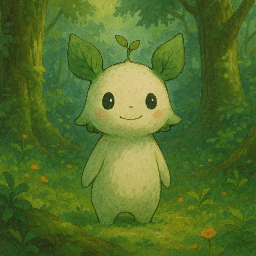 a whimsical forest spirit in ghibli style emoji