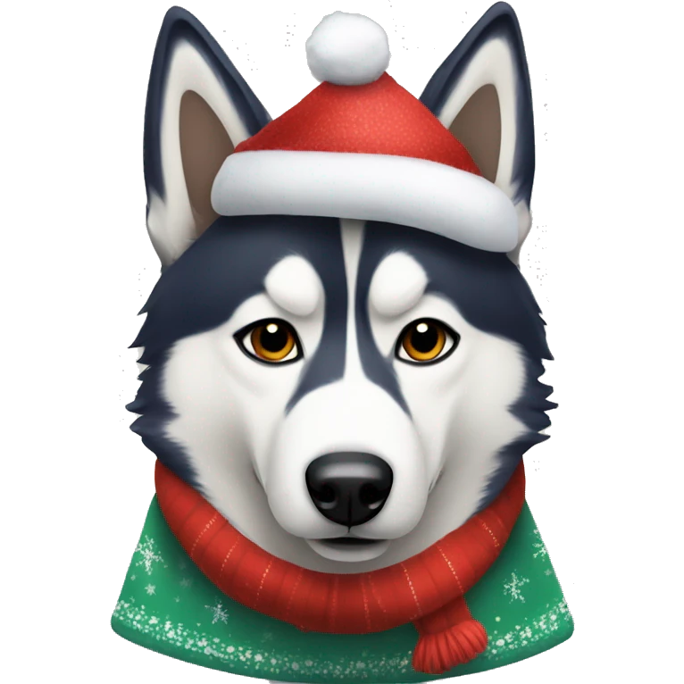 Husky in a Christmas outfit  emoji