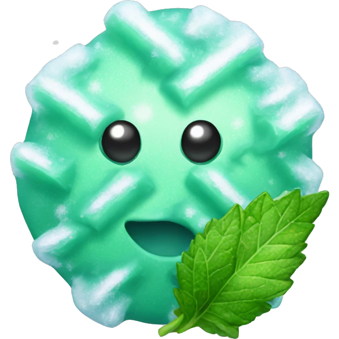 frozen mint with ice and snow on them emoji