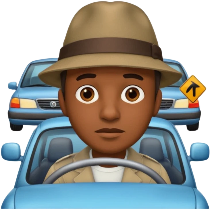 homme créole réunionnais  avec chapeau embouteillage route  emoji