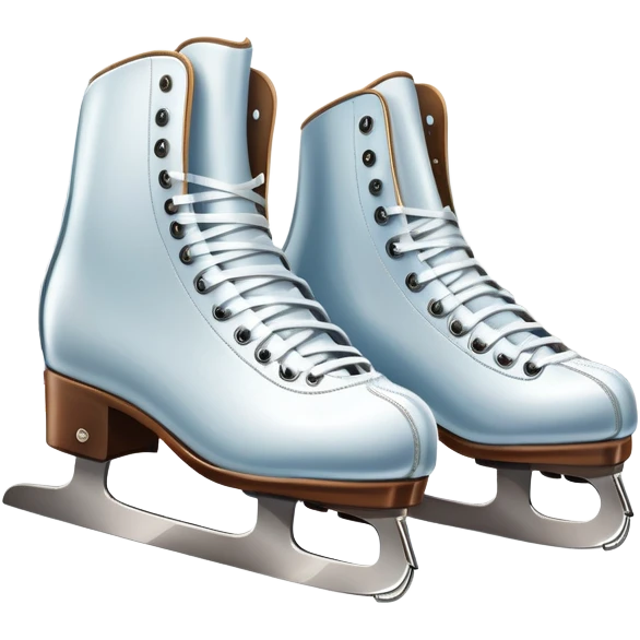 An icon featuring a pair of elegant figure skates resting on scratched, worn ice. In the background, cheering spectators fill the stands of a grand stadium, creating a vibrant atmosphere. Transparent background highlights the essence of figure skating performance emoji